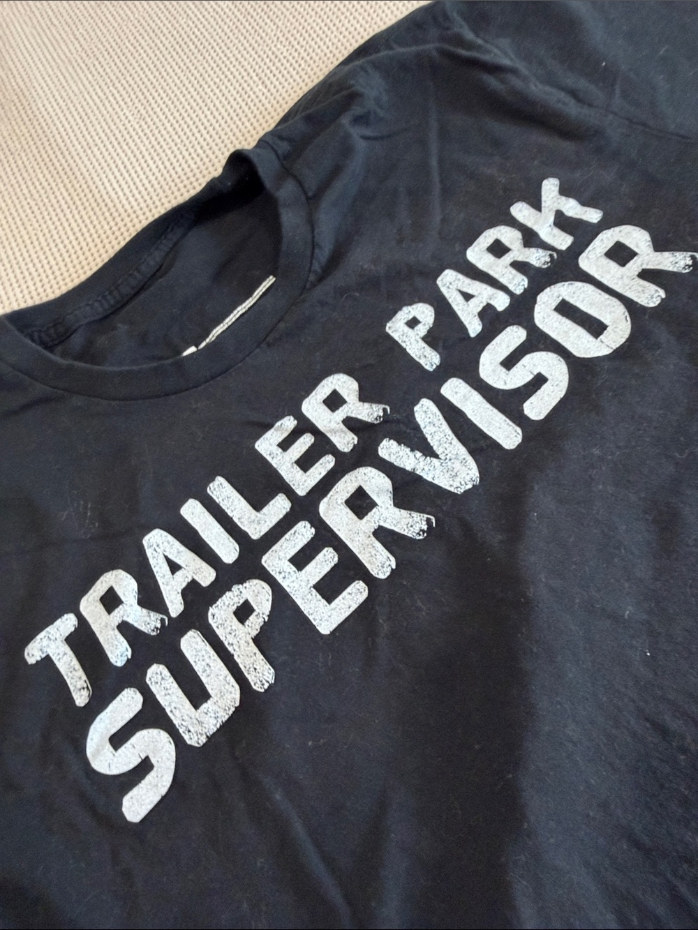 Gildan Black Tee with White "Trailer Park Supervisor" Graphic
